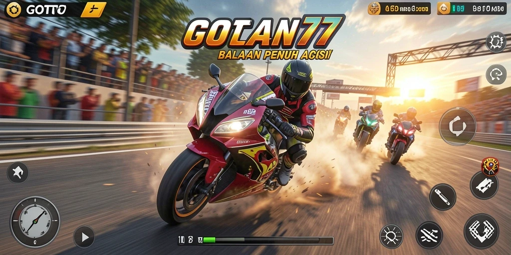 Gameplay mendebarkan dengan balapan sepeda motor yang seru.