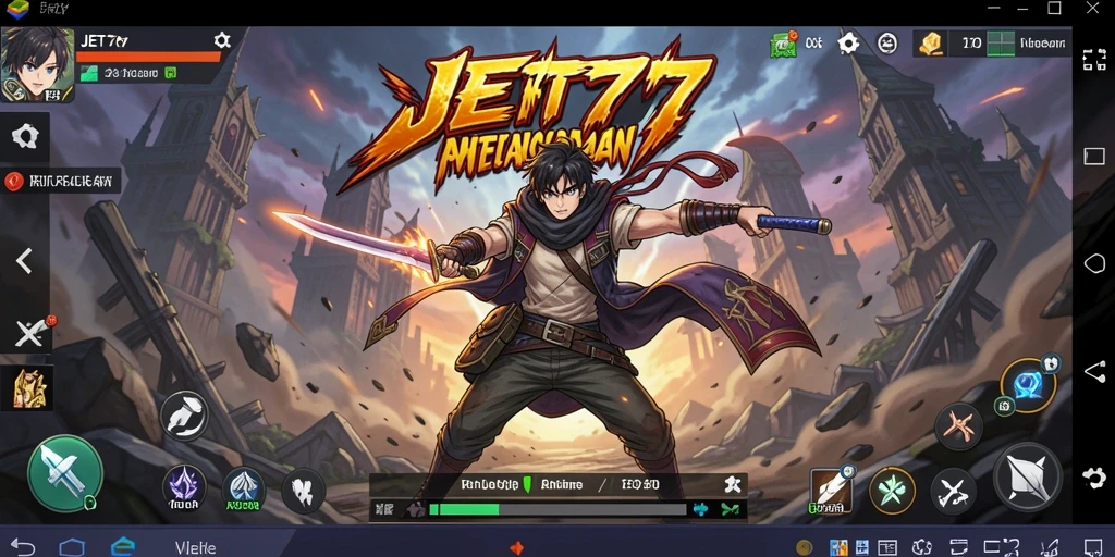 Tangkapan layar utama JET77 menunjukkan pertarungan seru dalam dunia Anime.