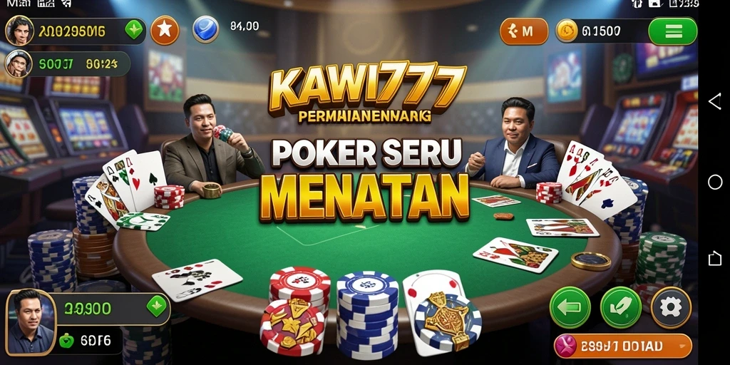 Tampilan gameplay seru di KAWI777 saat pertandingan poker.