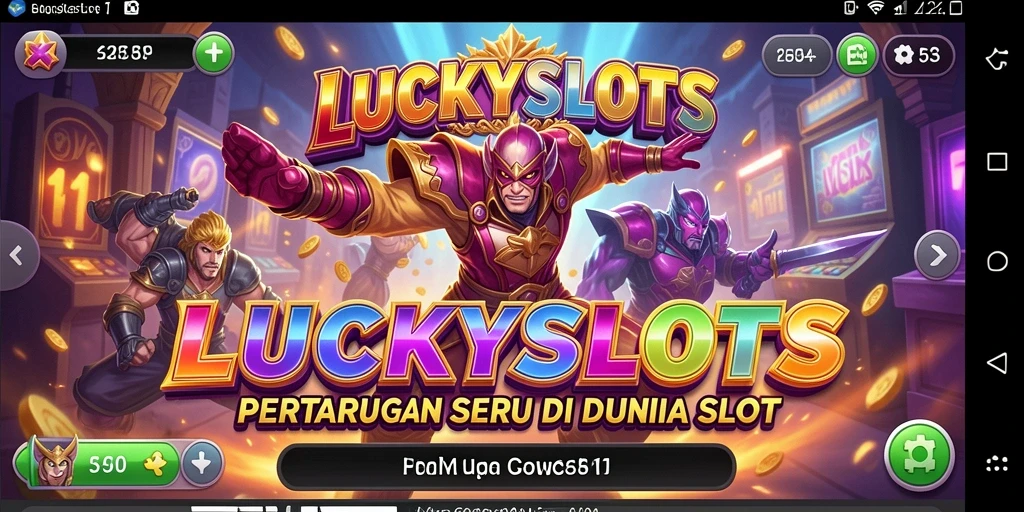 Tampilan gameplay intens dari LUCKYSLOTS dengan karakter bertarung heboh.