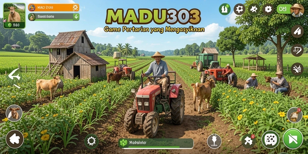 Tampilan gameplay <strong>MADU303</strong> dengan aktivitas bertani yang seru.