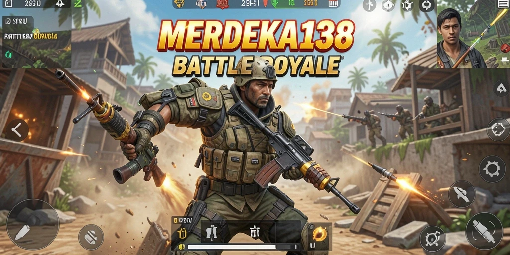 Tampilan seru gameplay MERDEKA138 dalam pertempuran Battle Royale.