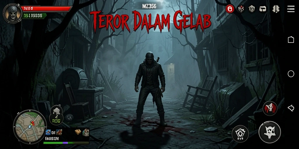 Screenshot gameplay MZ356 menampilkan ketegangan dan kegelapan yang menyelimuti.