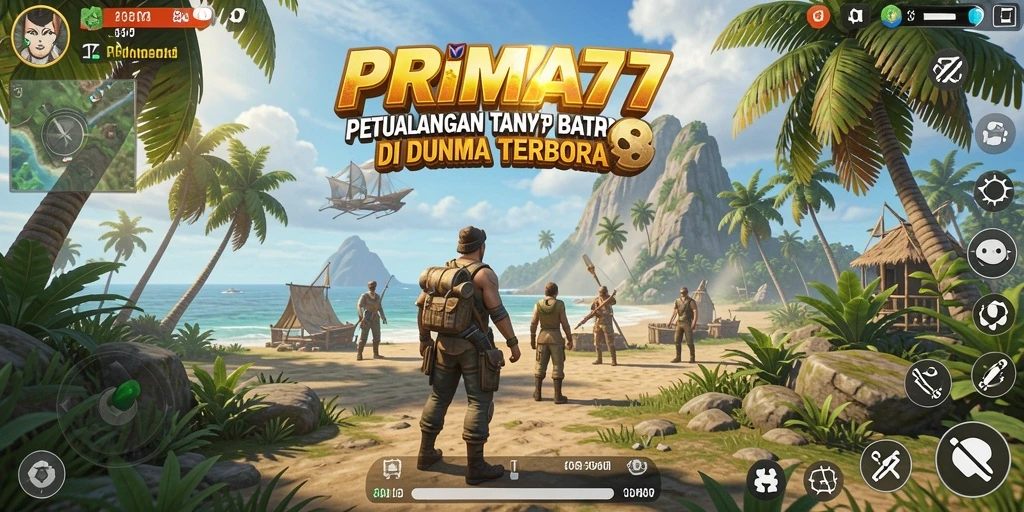 Screenshot gameplay PRIMA77 yang menampilkan eksplorasi dunia terbuka.