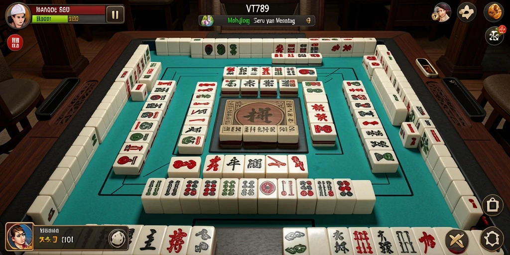 Screenshot gameplay VT789 menampilkan suasana Mahjong yang kompetitif dan mendebarkan.